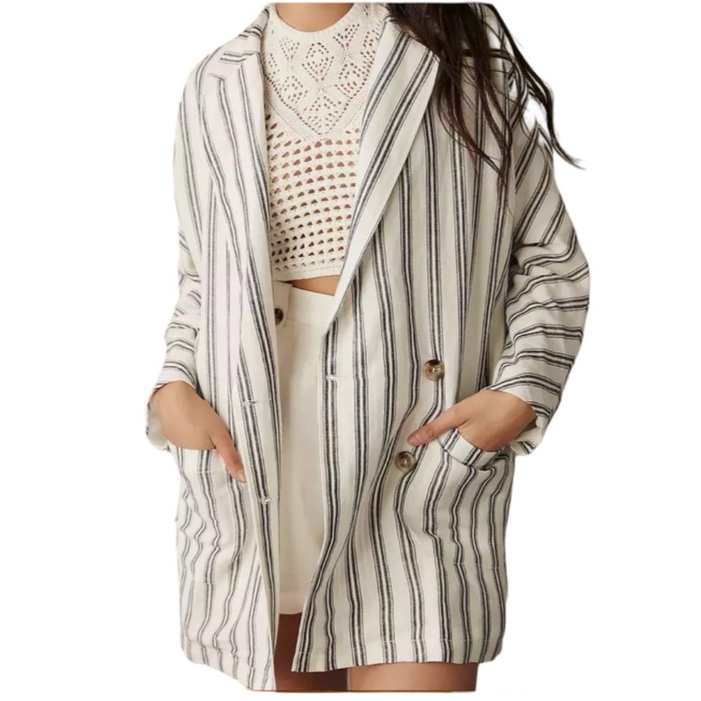Anthropologie Pilcro Dolman-Sleeve Linen Blend Blazer